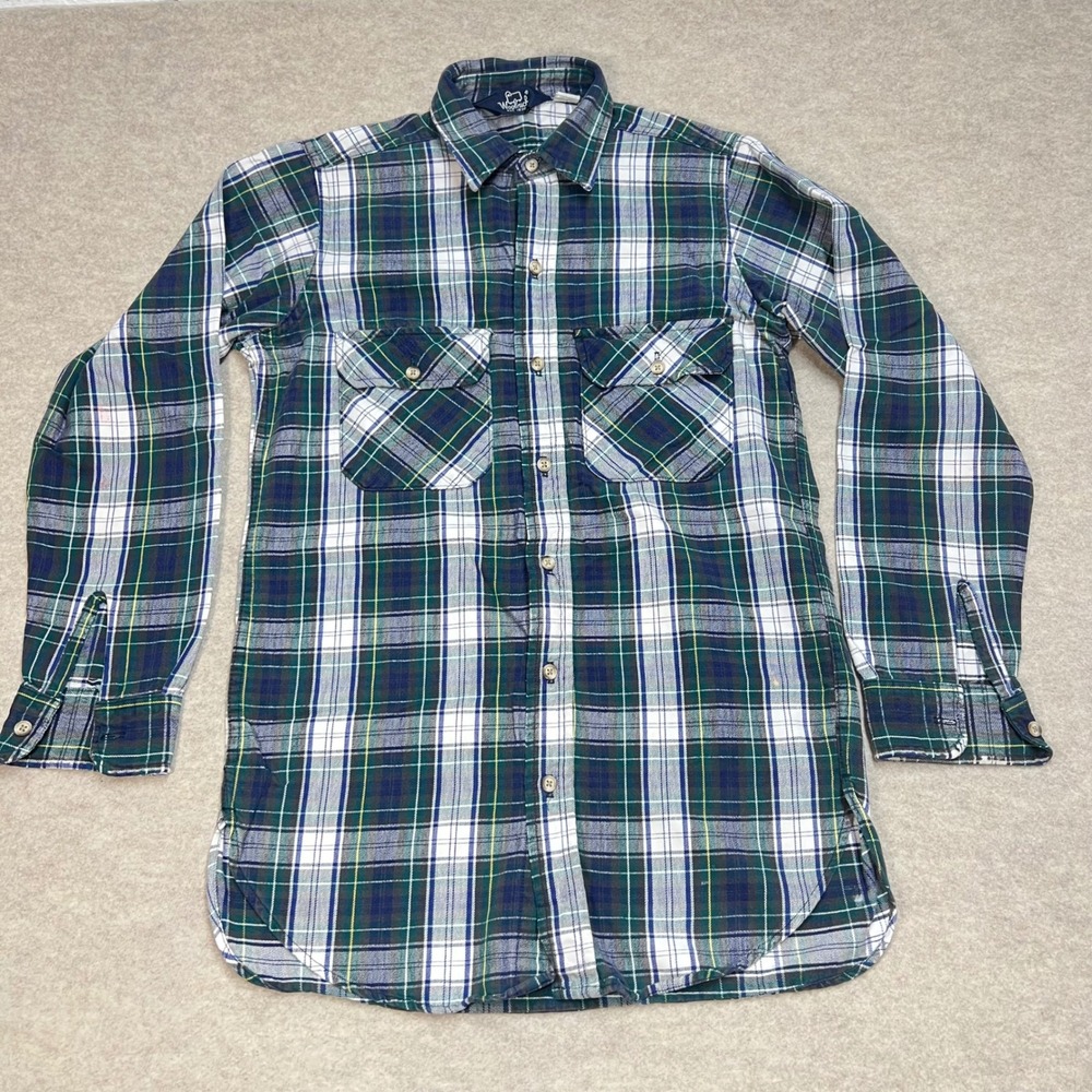 Vintage Woolrich Mens Plaid Flannel Shirt Cotton Made in USA 70's 80's GUC